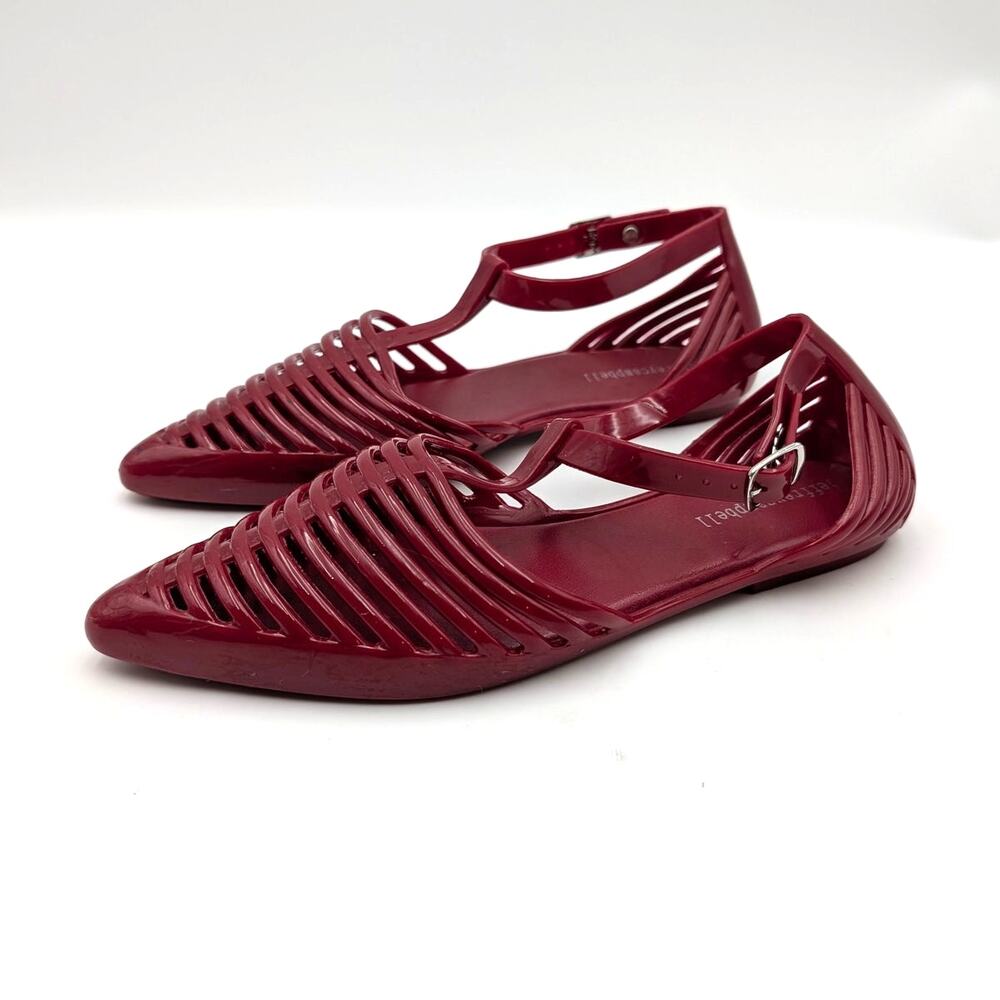 Jeffrey Campbell Squeaky Jelly Flat Shoes Women's Cherry Red Size US8 EU38